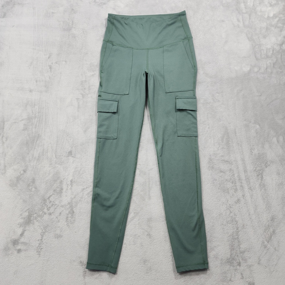 Old Navy Active Leggings Womens M TALL Green High Rise Cargo Ankle Go-Dry Yoga